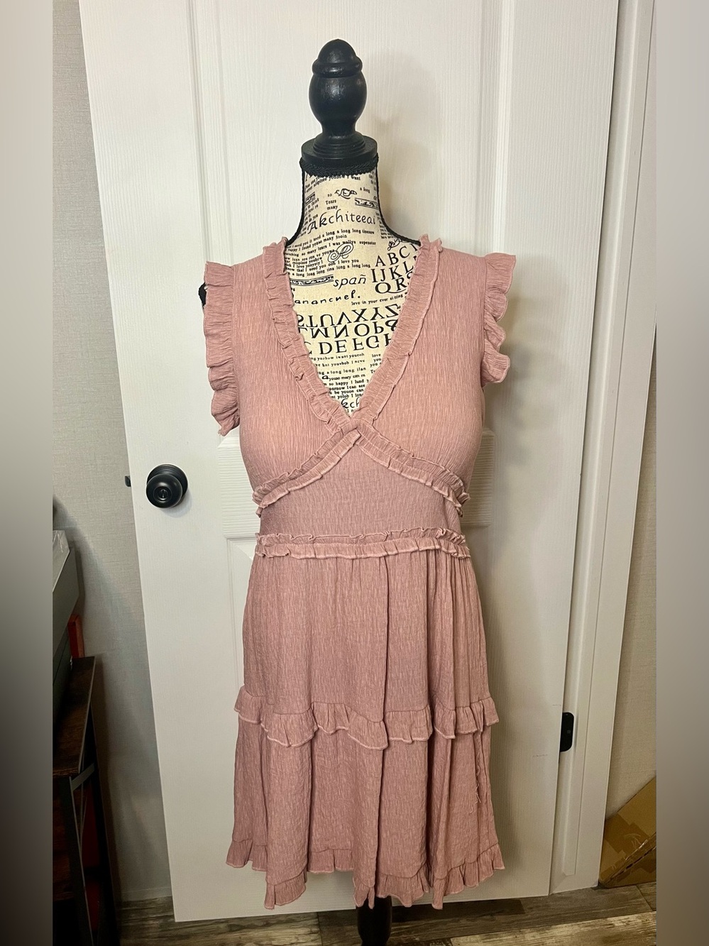 Pinch Blush Pink Ruffle V-Neck Tiered Dress